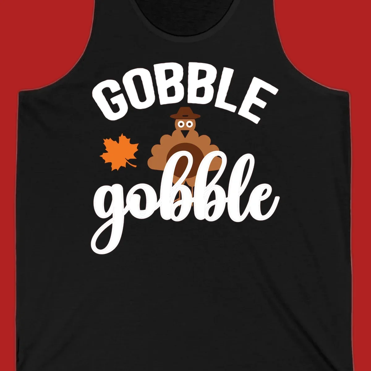Gobble Gobble Thanksgiving Turkey Design with text and illustrations.