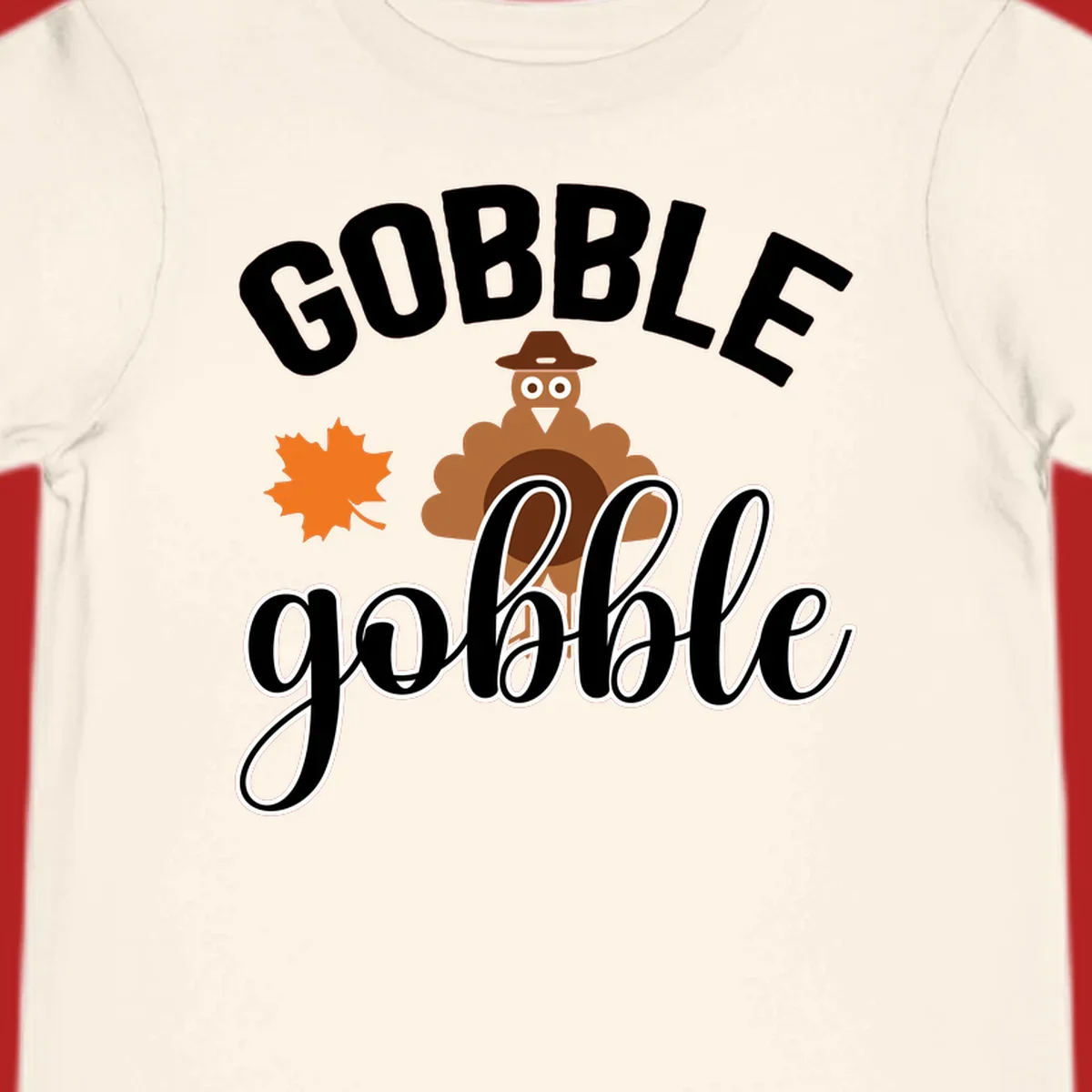 Gobble Gobble Thanksgiving Turkey Design with text and illustrations.