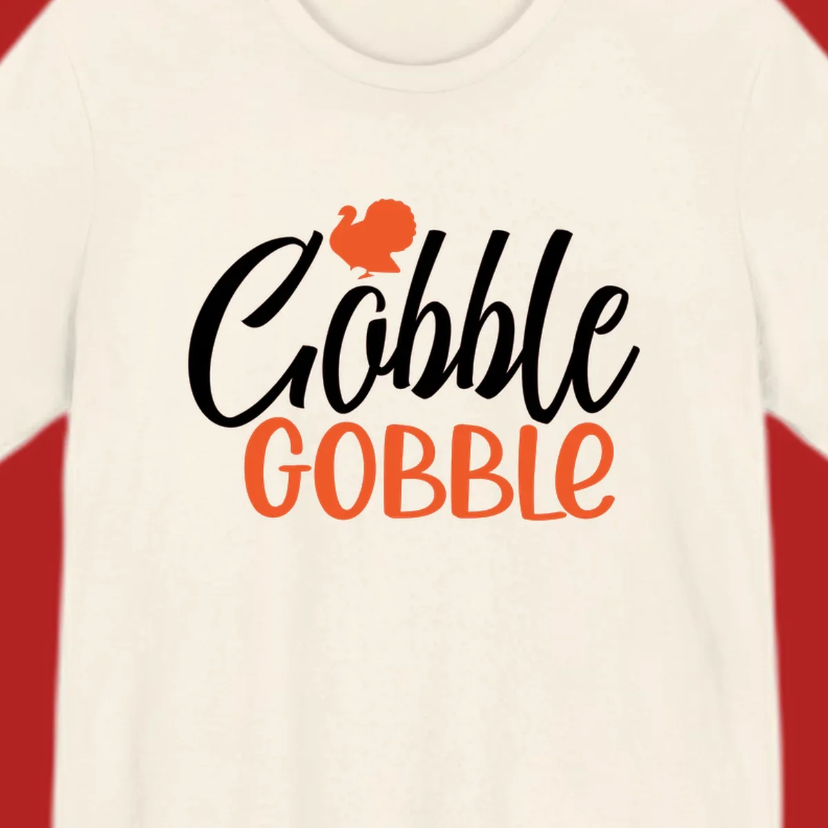 Thanksgiving Gobble Gobble text with a turkey illustration.