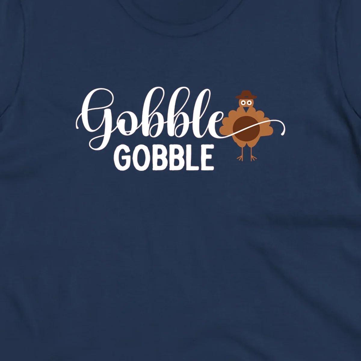 Gobble Gobble Thanksgiving turkey graphic tee design with text and illustration.