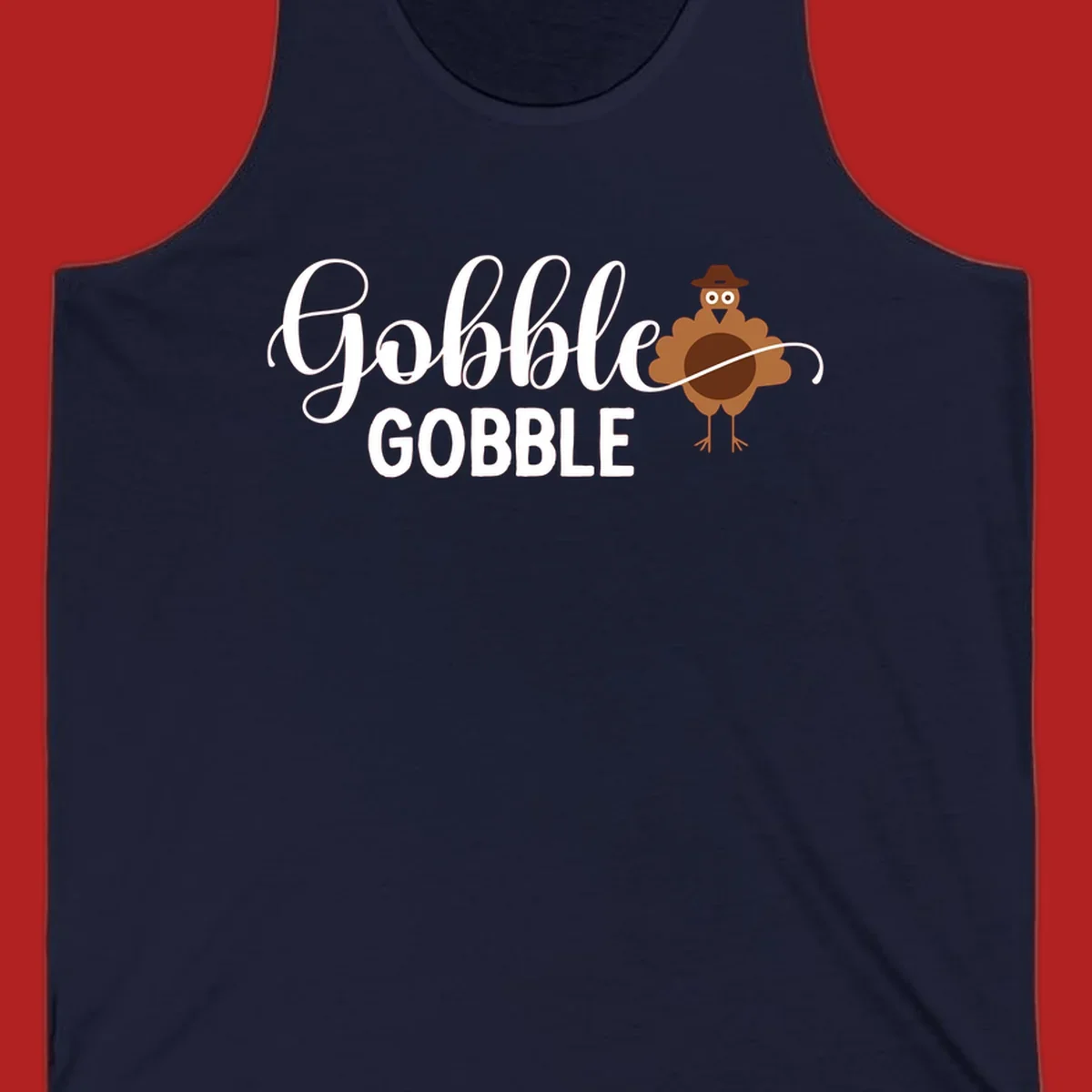 Gobble Gobble Thanksgiving turkey graphic tee design with text and illustration.