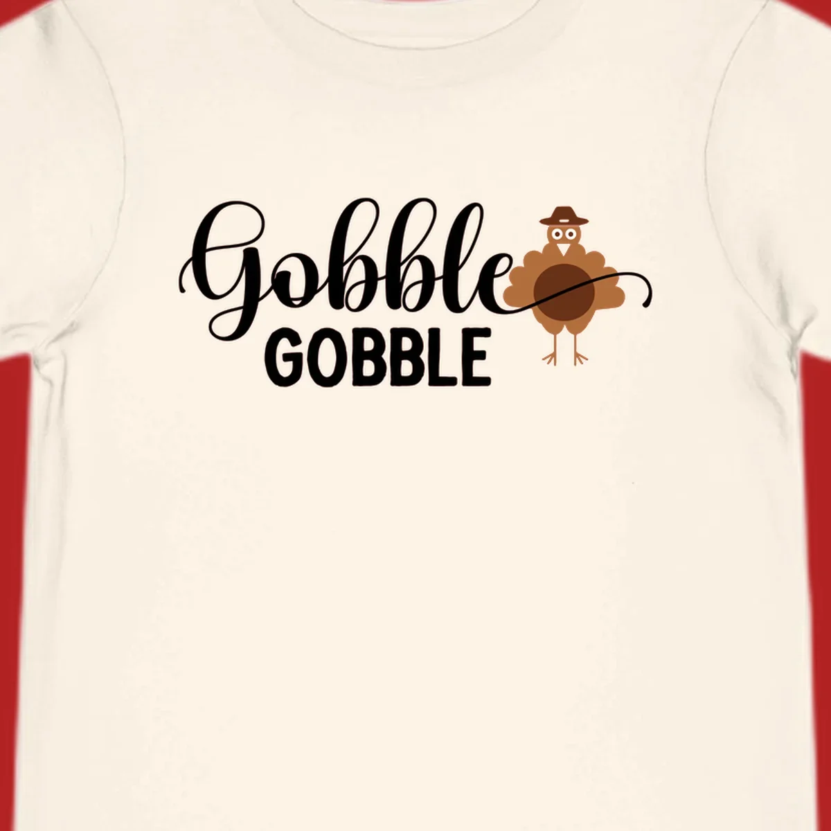 Gobble Gobble Thanksgiving turkey graphic tee design with text and illustration.