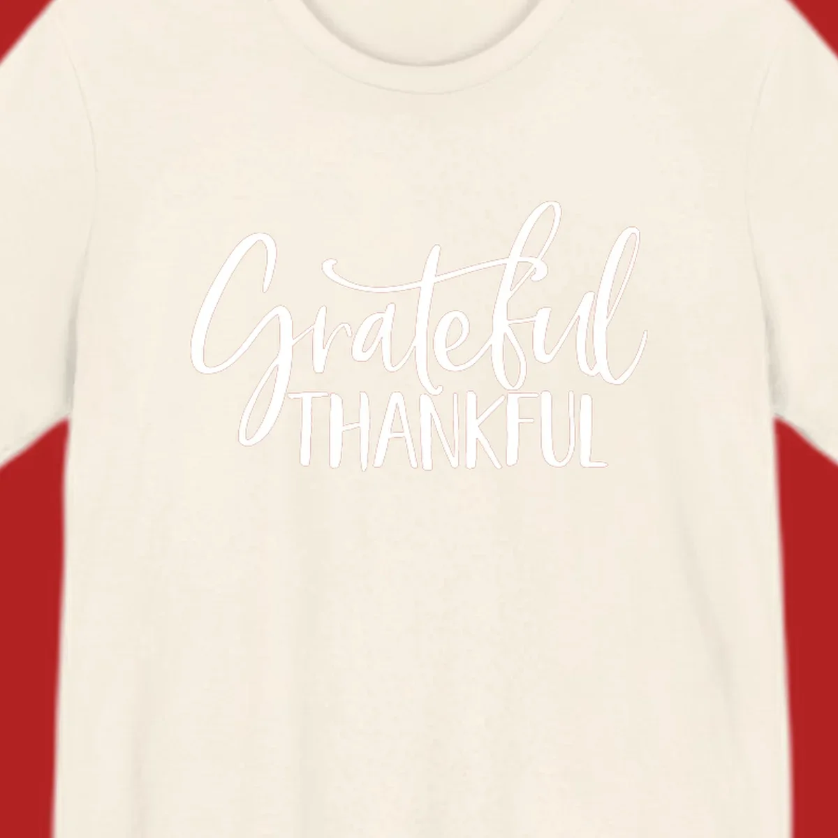 Grateful Thankful typography design with white script and block text.