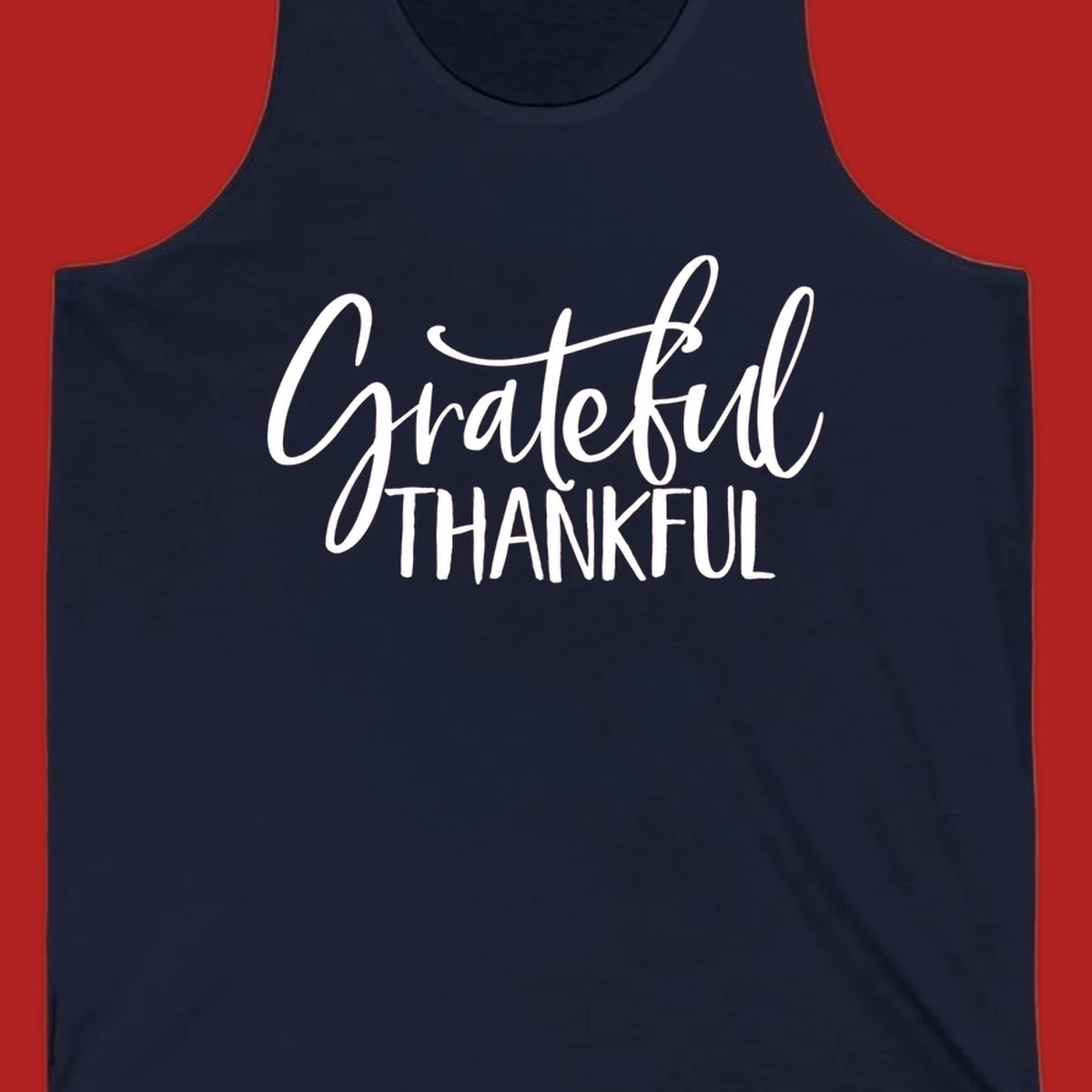 Grateful Thankful typography design with white script and block text.
