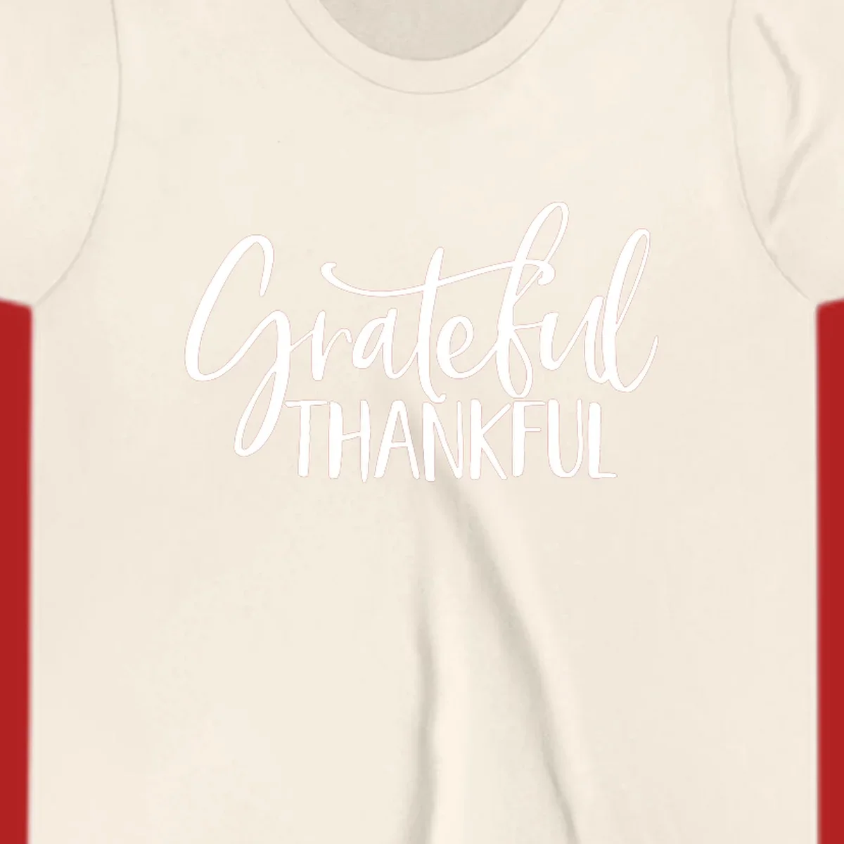 Grateful Thankful typography design with white script and block text.