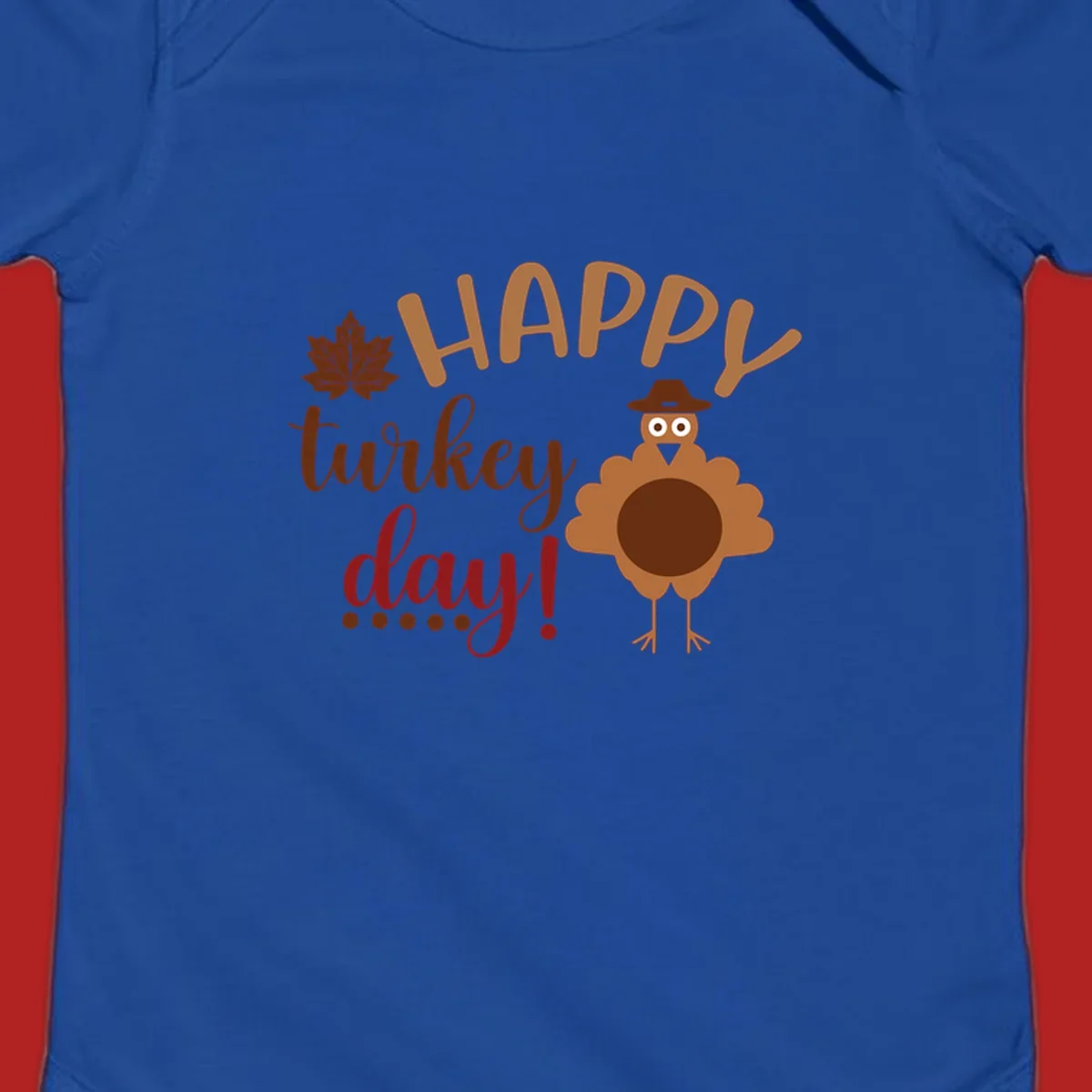 Happy Turkey Day text with a cartoon turkey illustration. Thanksgiving graphic.