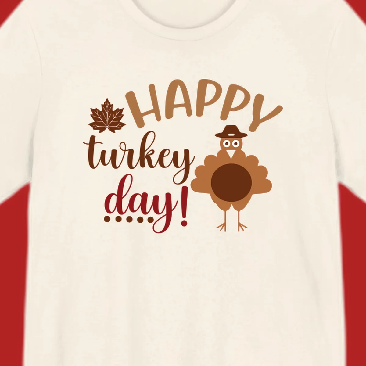 Happy Turkey Day text with a cartoon turkey illustration. Thanksgiving graphic.