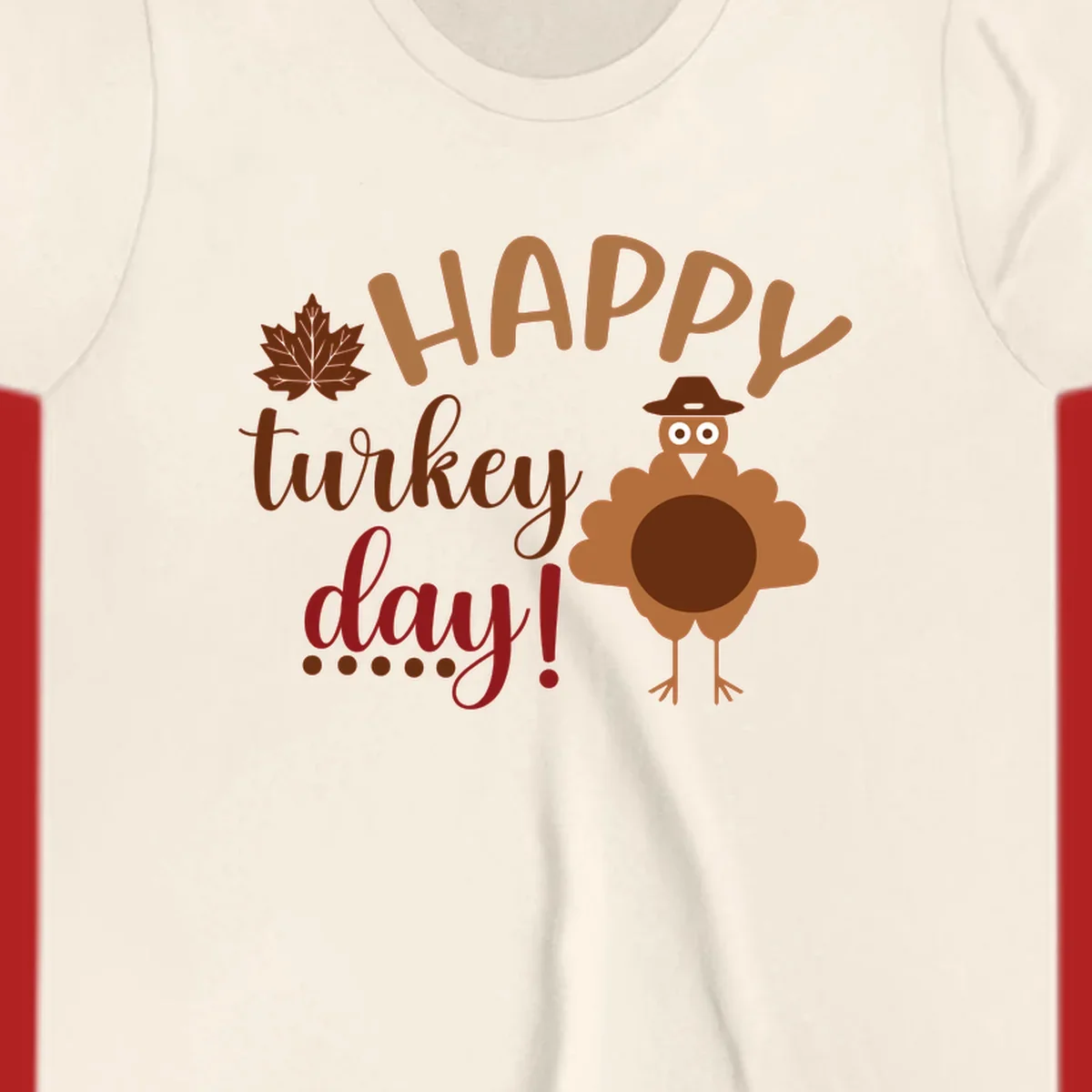 Happy Turkey Day text with a cartoon turkey illustration. Thanksgiving graphic.