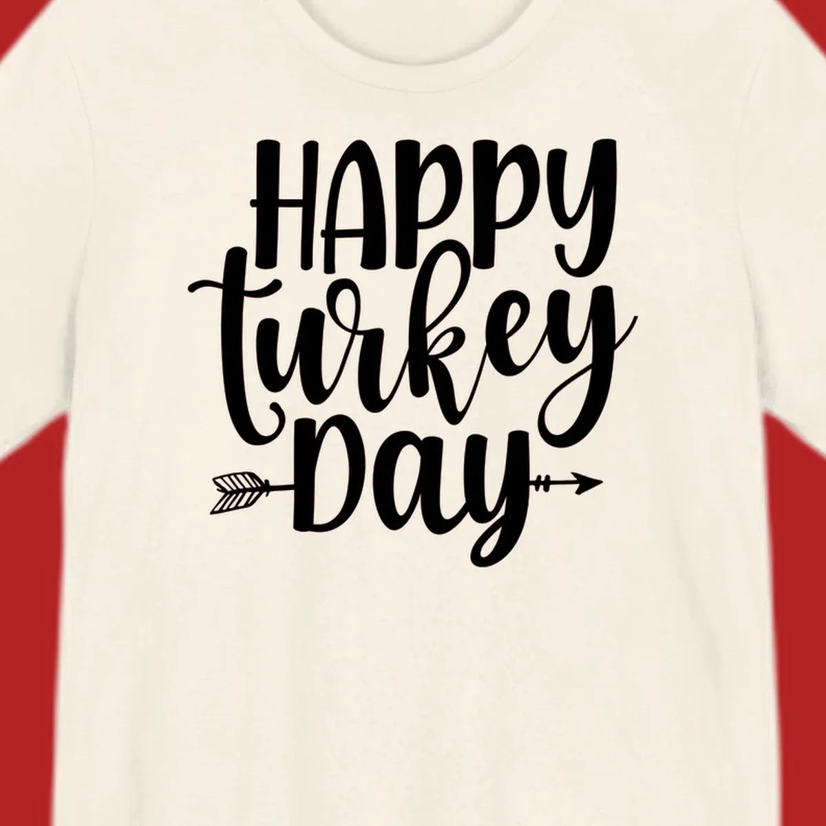 Happy Turkey Day text with arrow graphics, suitable for Thanksgiving.