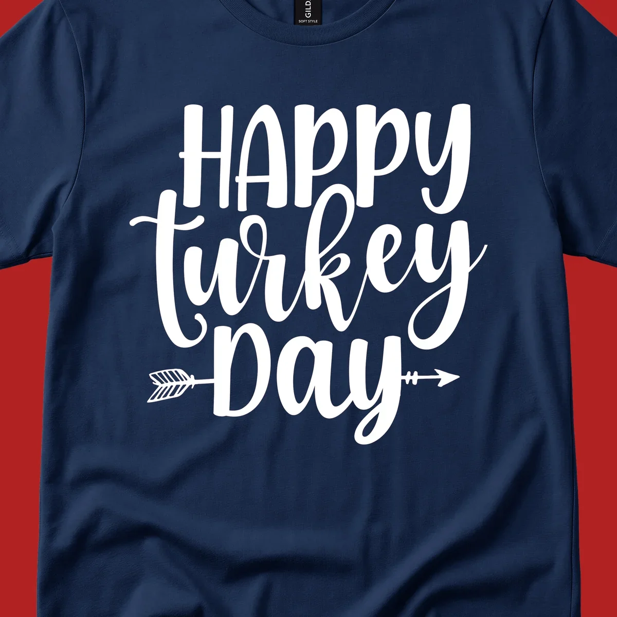 Happy Turkey Day text with arrow graphics, suitable for Thanksgiving.