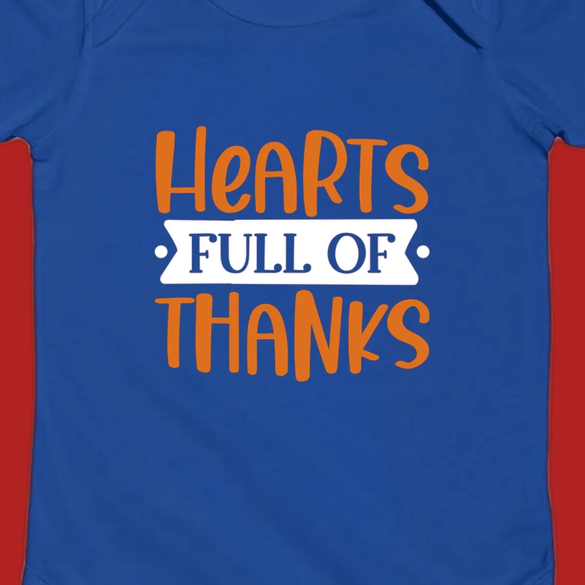 Hearts Full Of Thanks Thanksgiving typography design.