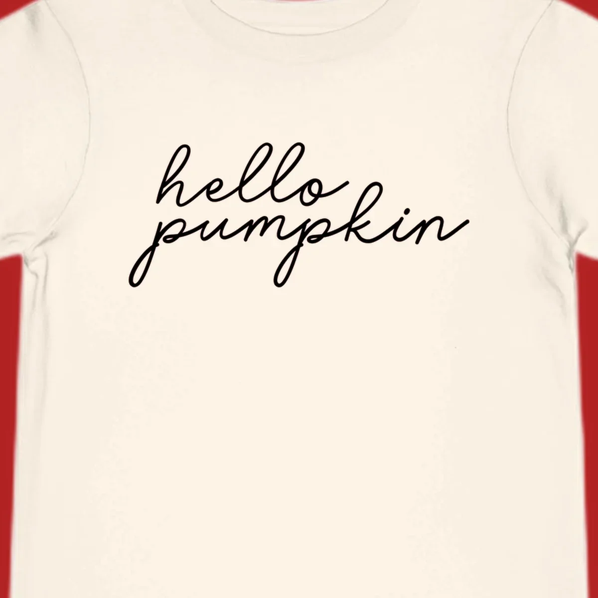 White script text reading 'hello pumpkin' on a black background.