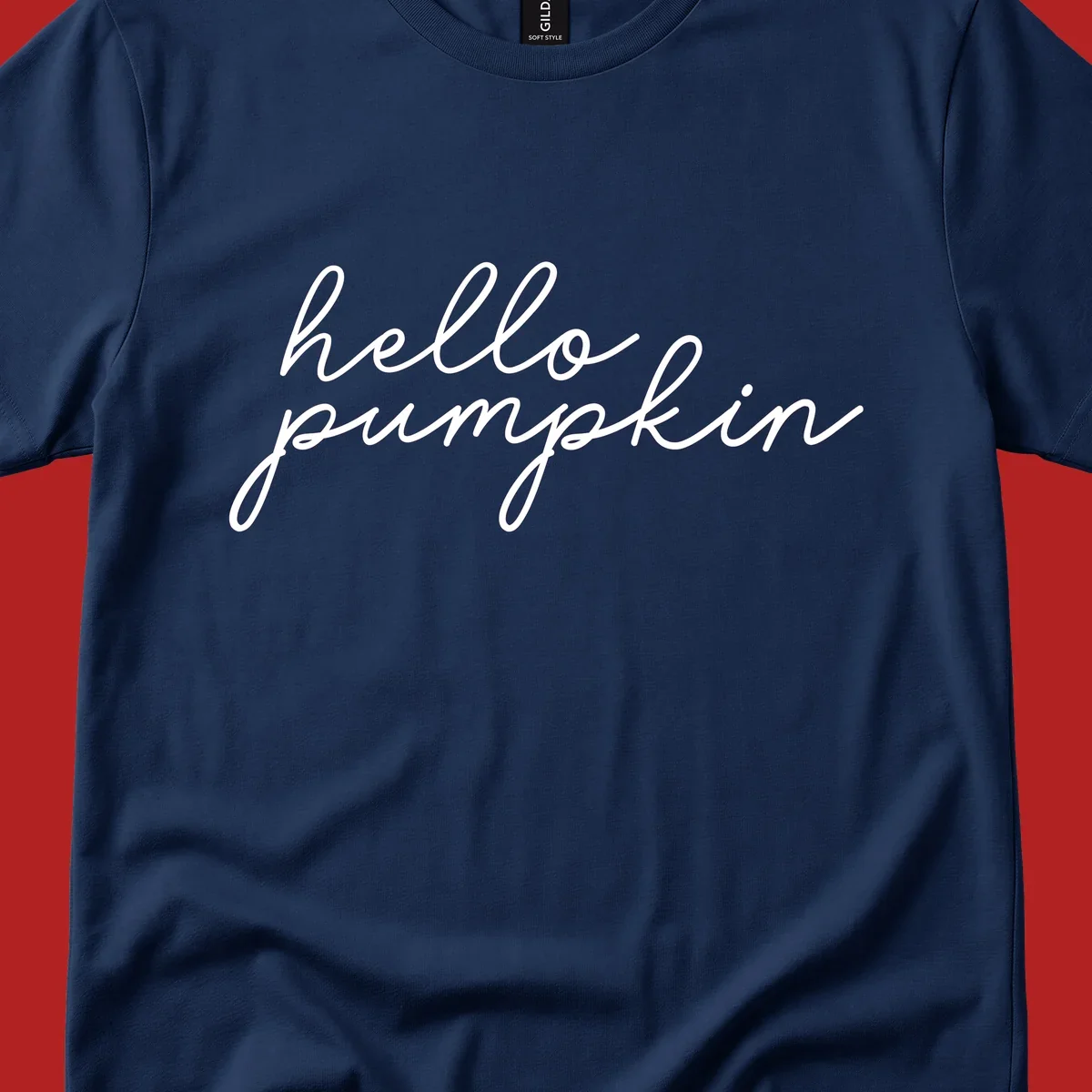 White script text reading 'hello pumpkin' on a black background.