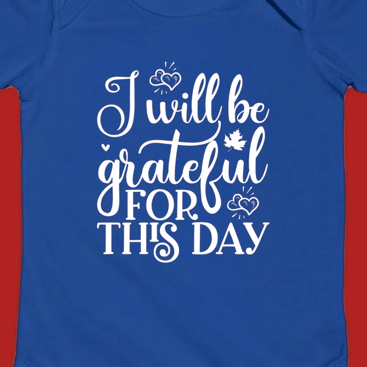 Grateful for this day text with hearts and leaf illustration