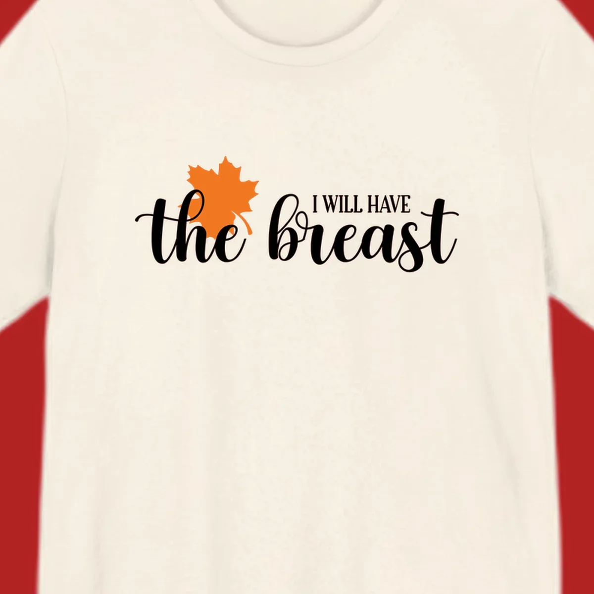 Fall breast cancer awareness maple leaf text design.