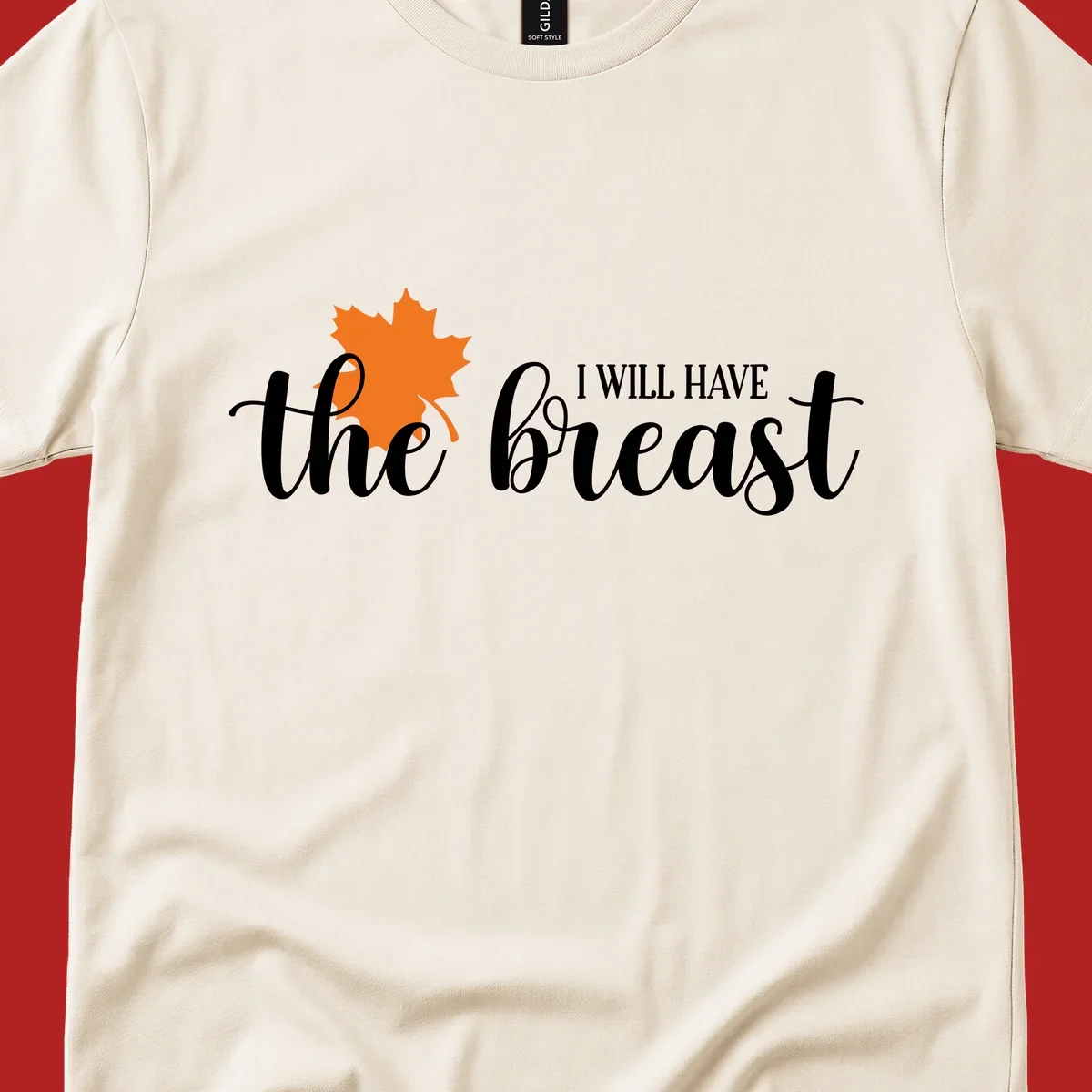 Fall breast cancer awareness maple leaf text design.