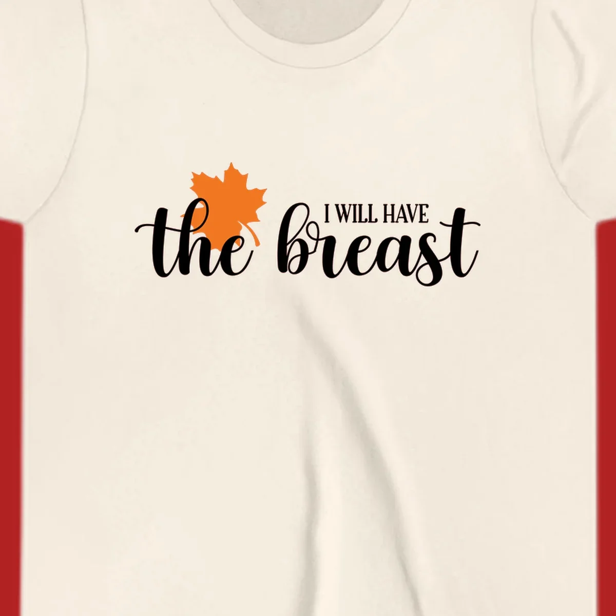 Fall breast cancer awareness maple leaf text design.