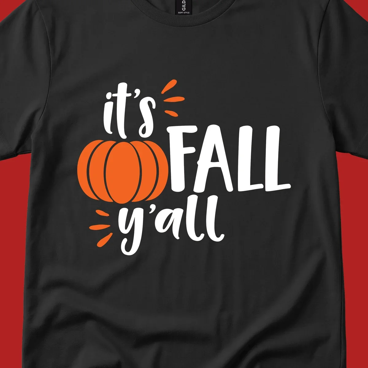 Fall y'all pumpkin graphic design with text and autumn accents.