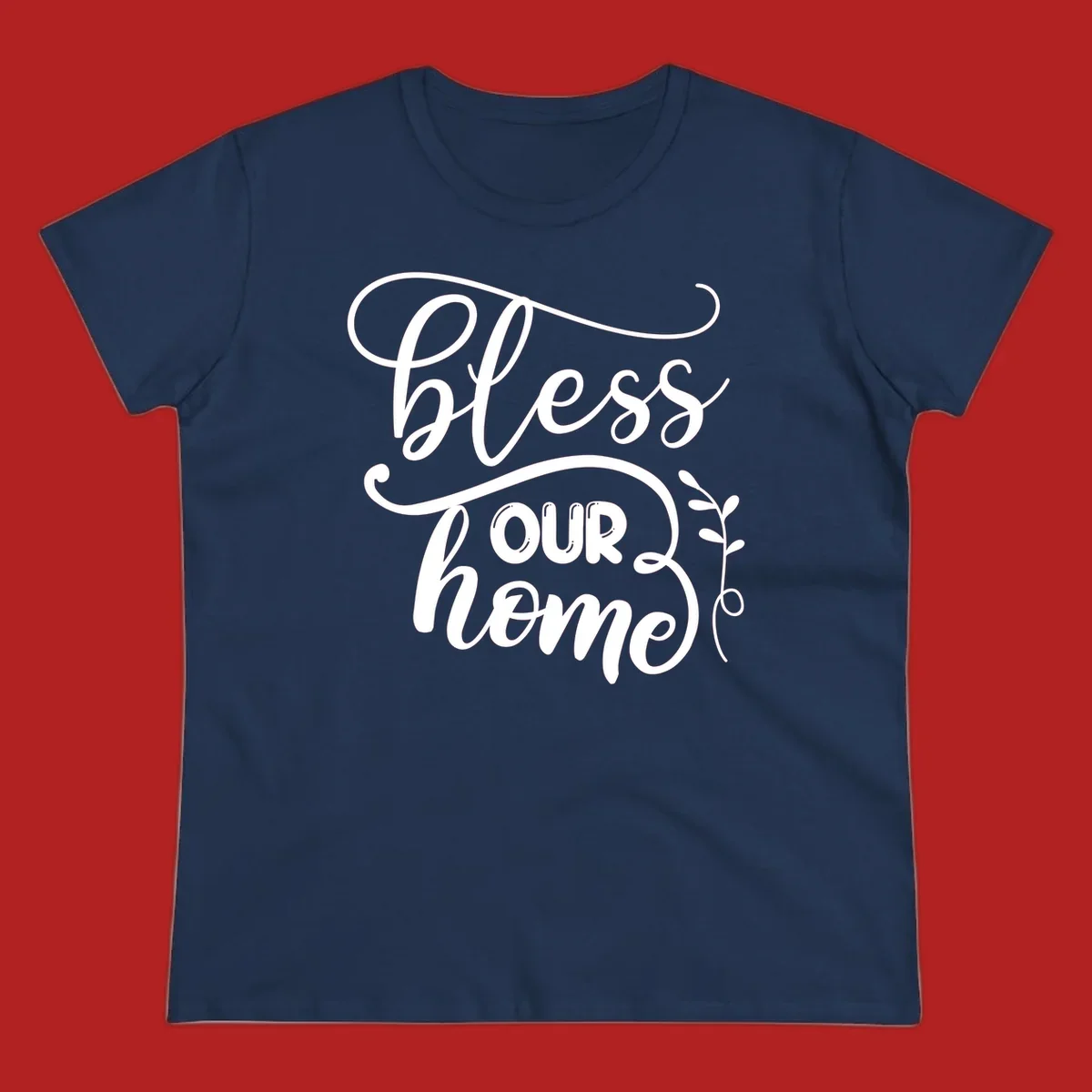 Bless our home typography design with floral accents.