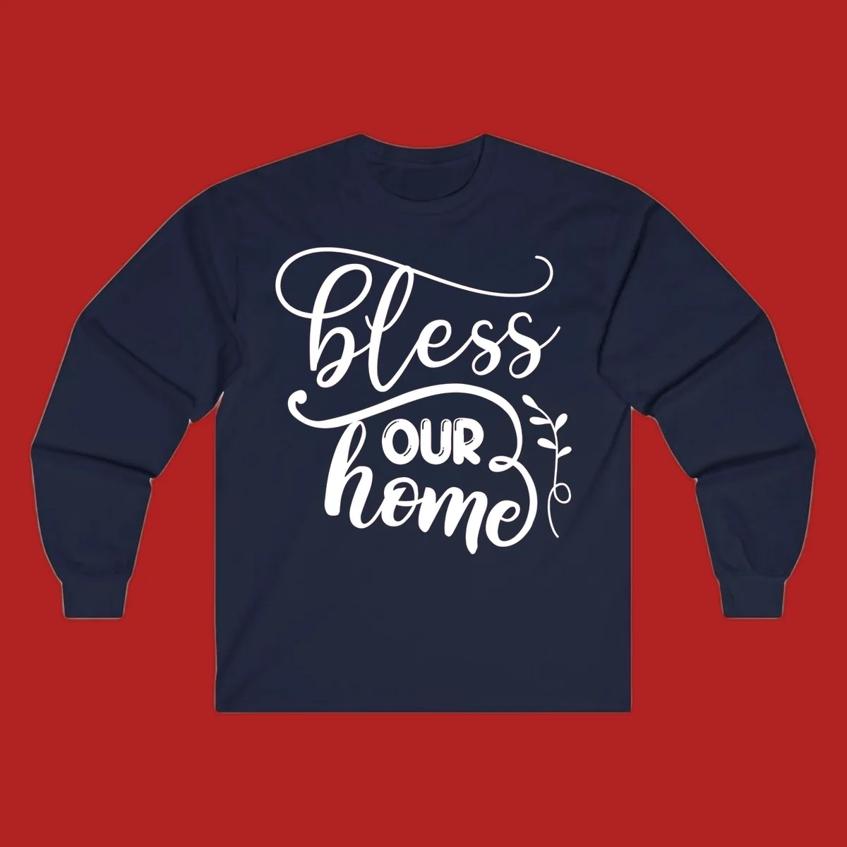 Bless our home typography design with floral accents.
