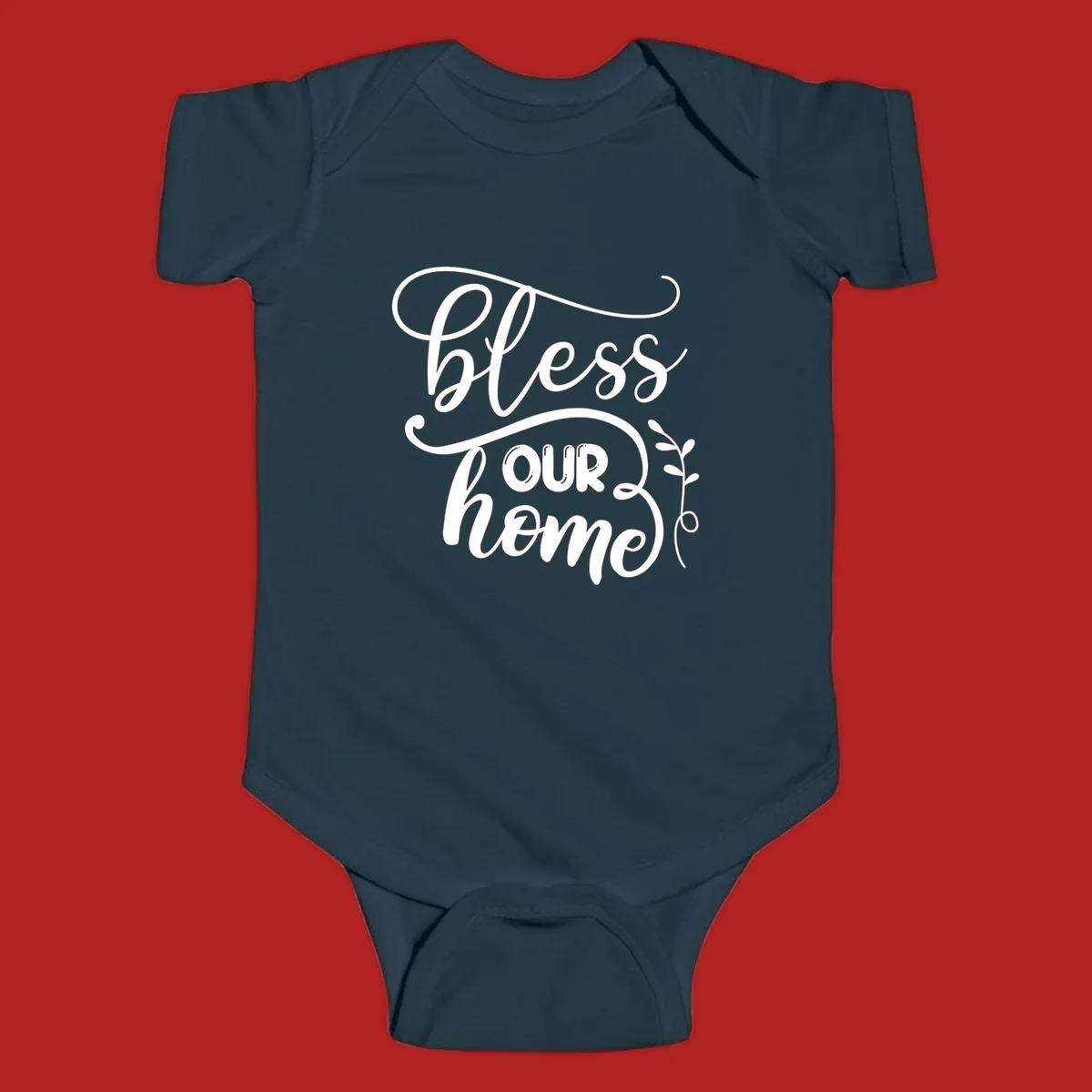 Bless our home typography design with floral accents.