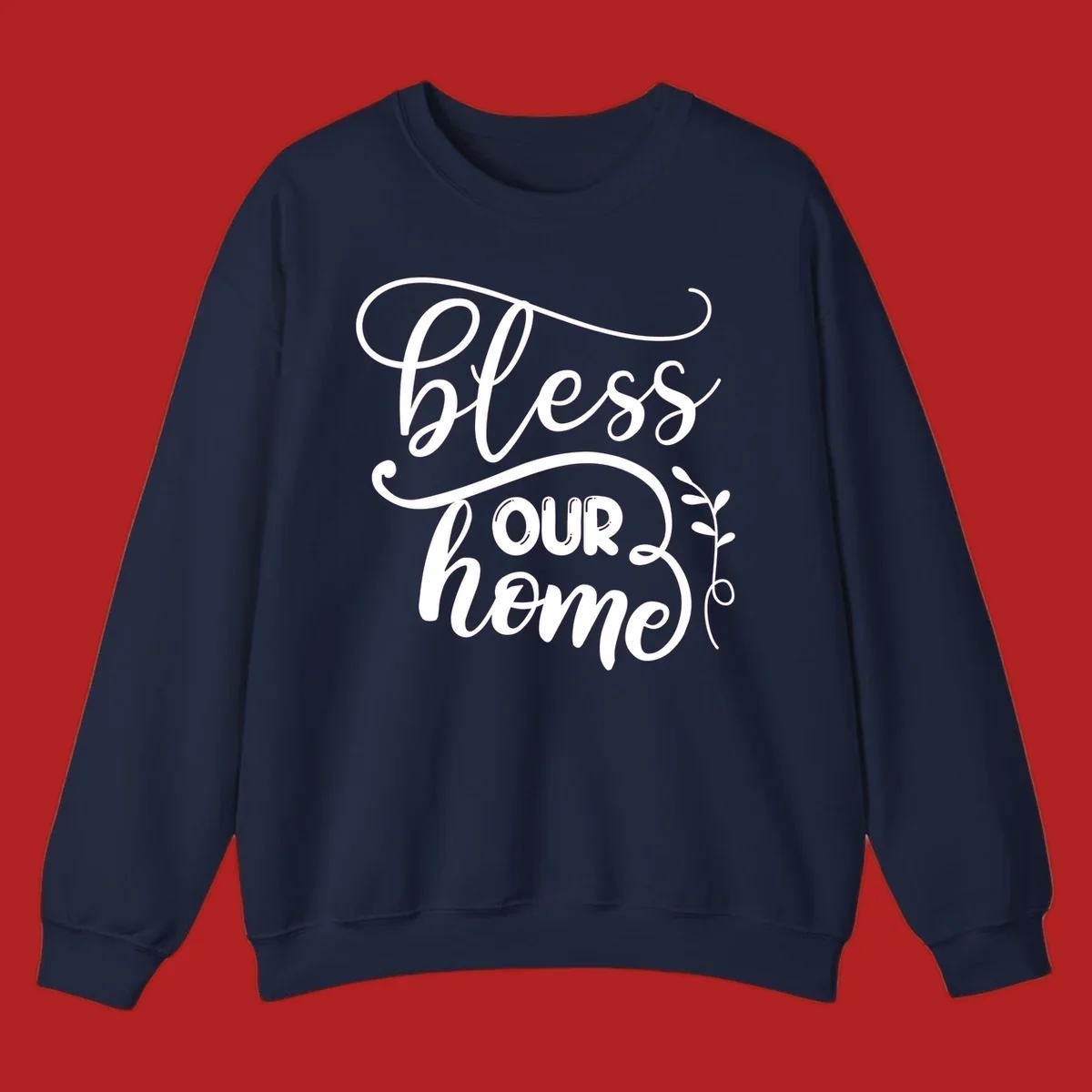 Bless our home typography design with floral accents.