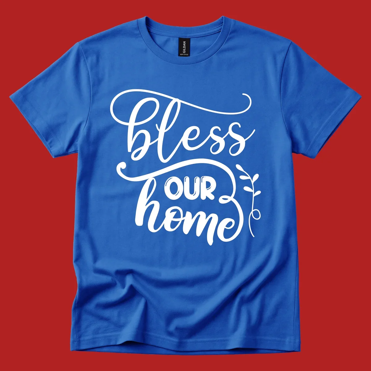 Bless our home typography design with floral accents.