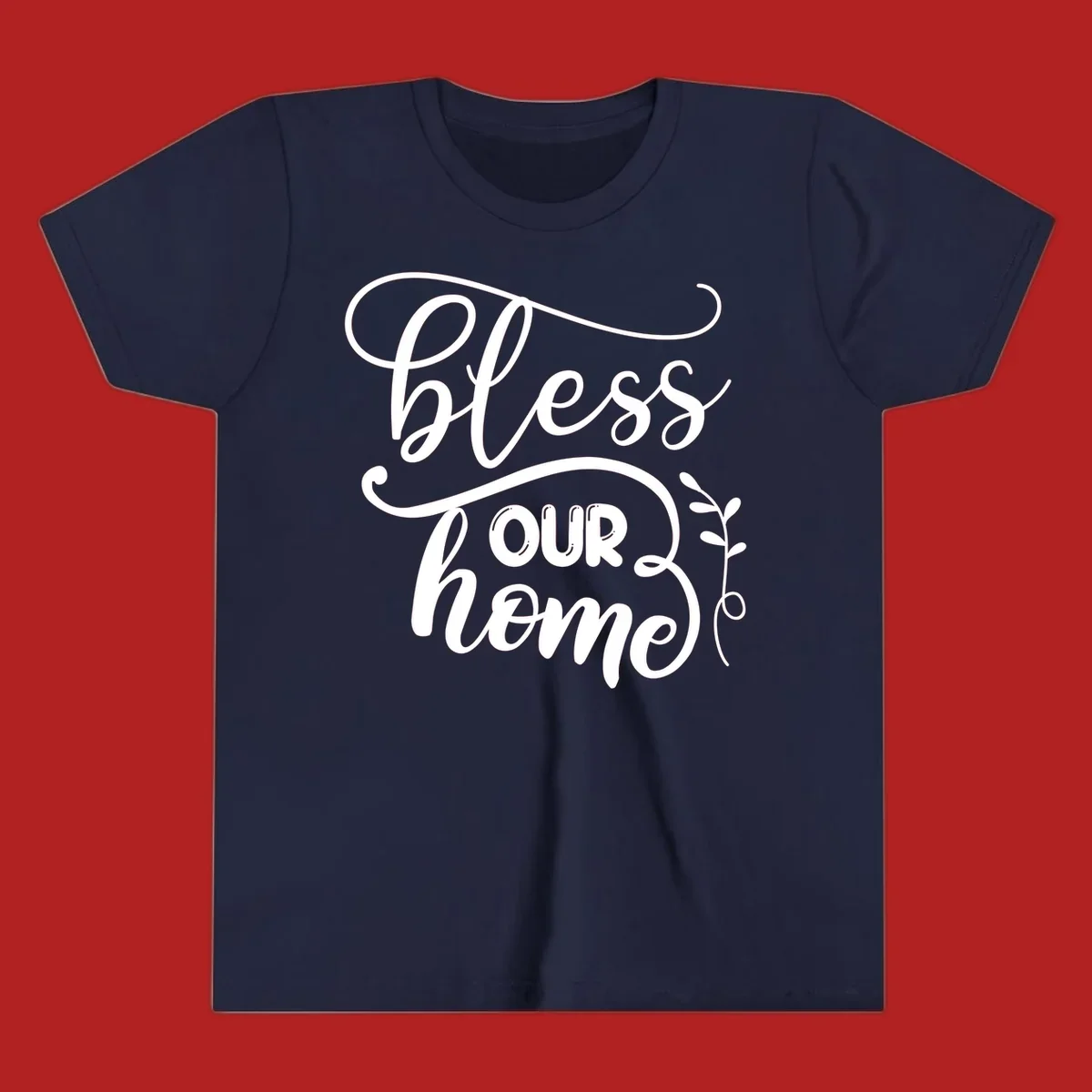 Bless our home typography design with floral accents.