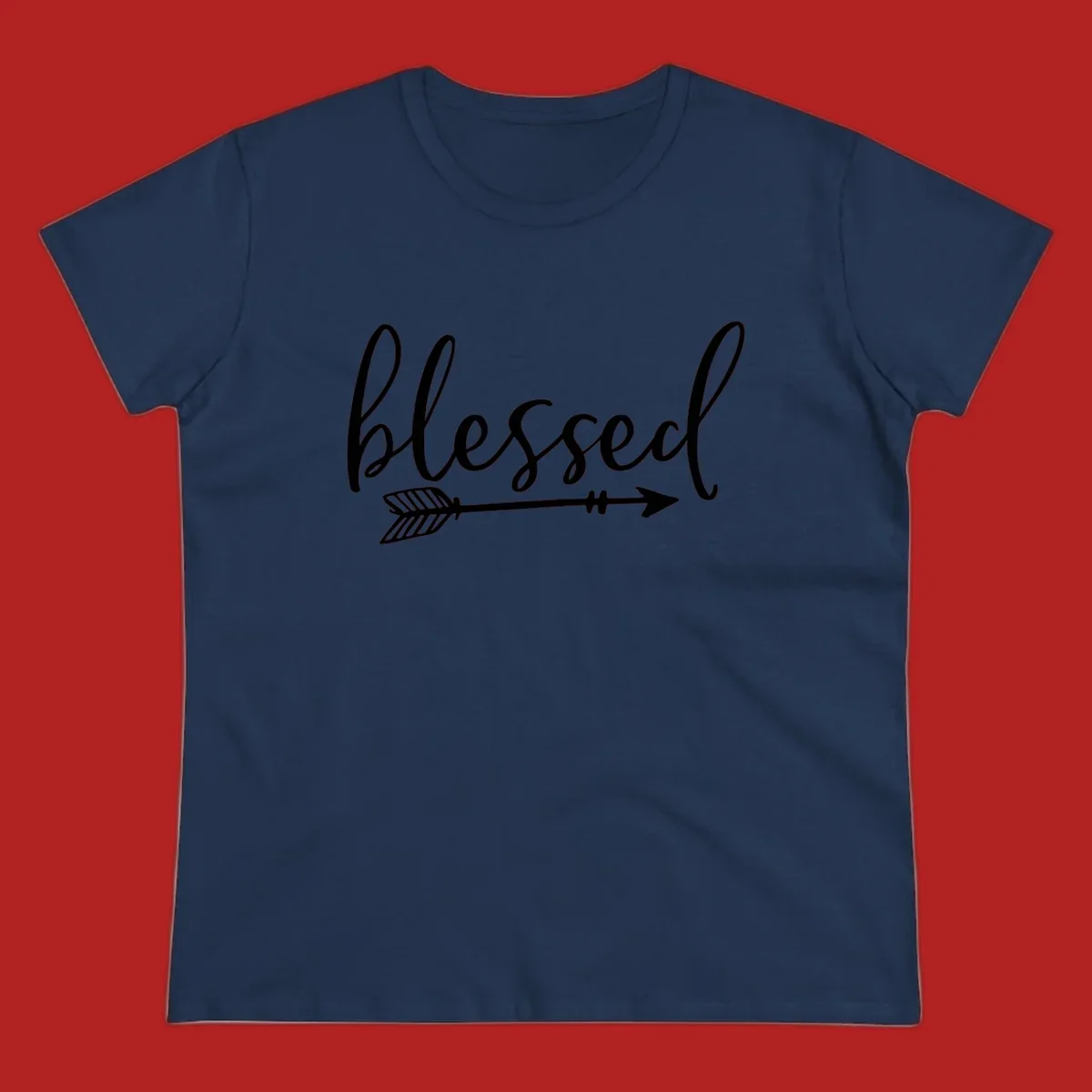 Blessed arrow script design with flowing text and an arrow graphic.