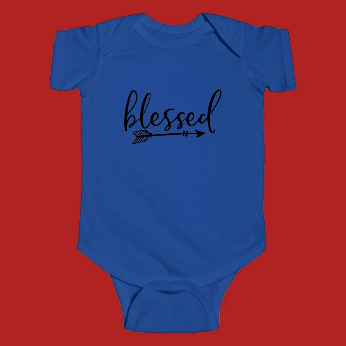 Blessed arrow script design with flowing text and an arrow graphic.