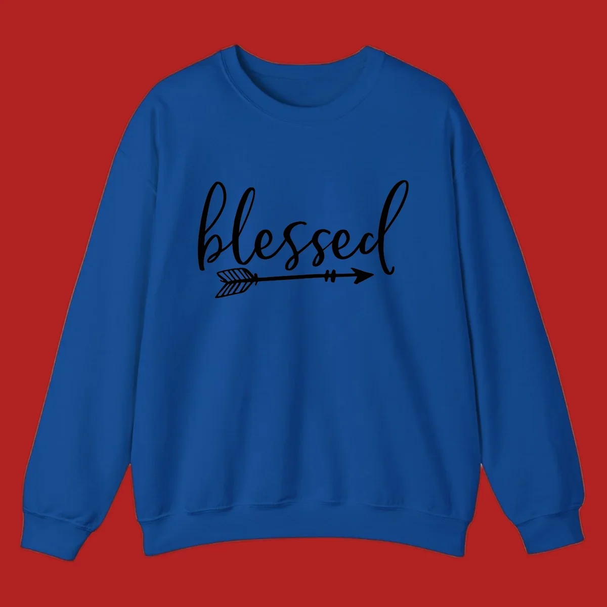 Blessed arrow script design with flowing text and an arrow graphic.