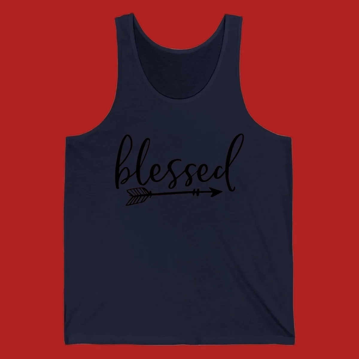Blessed arrow script design with flowing text and an arrow graphic.