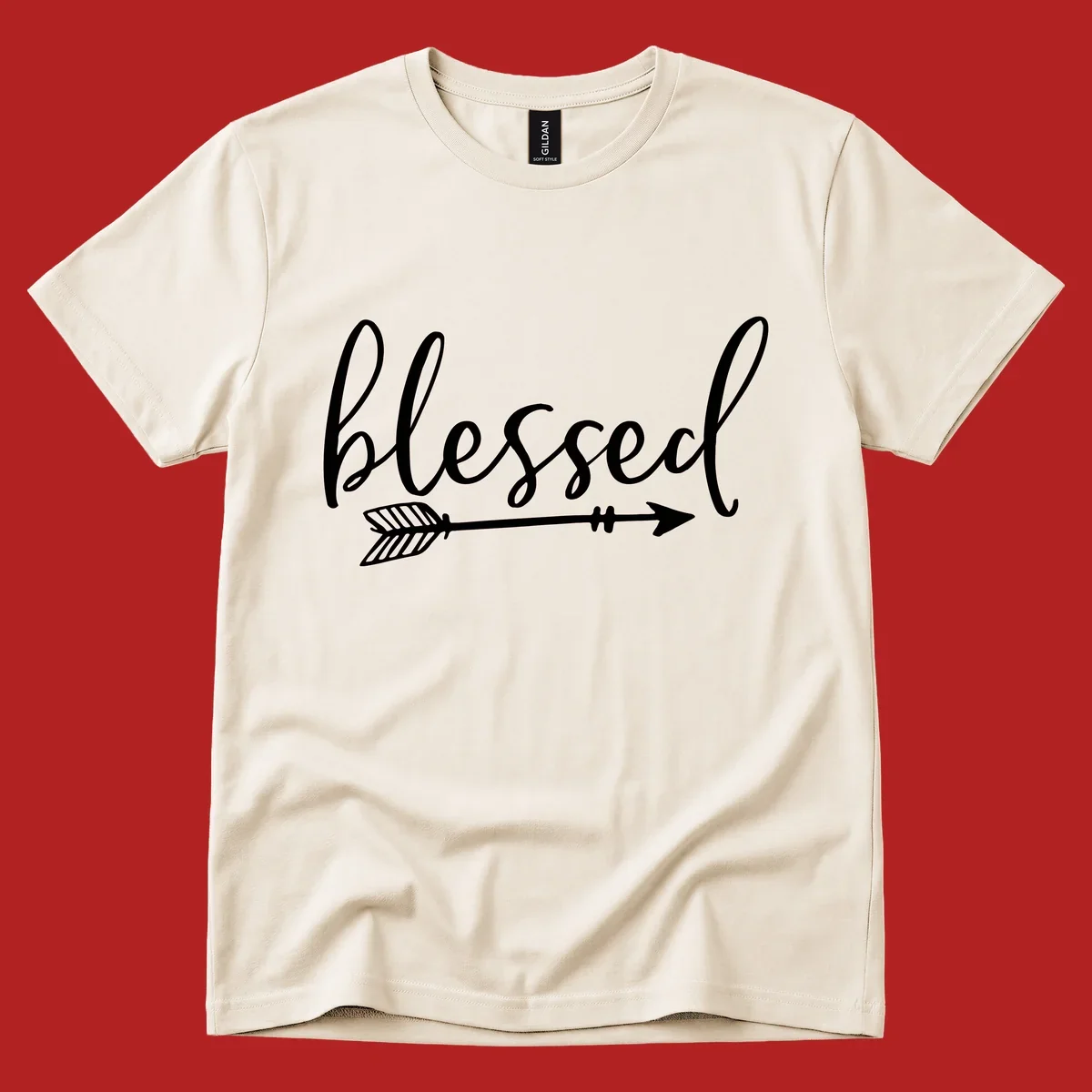 Blessed arrow script design with flowing text and an arrow graphic.