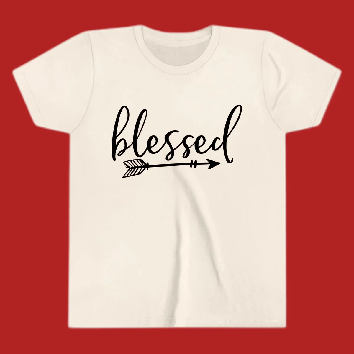 Blessed arrow script design with flowing text and an arrow graphic.
