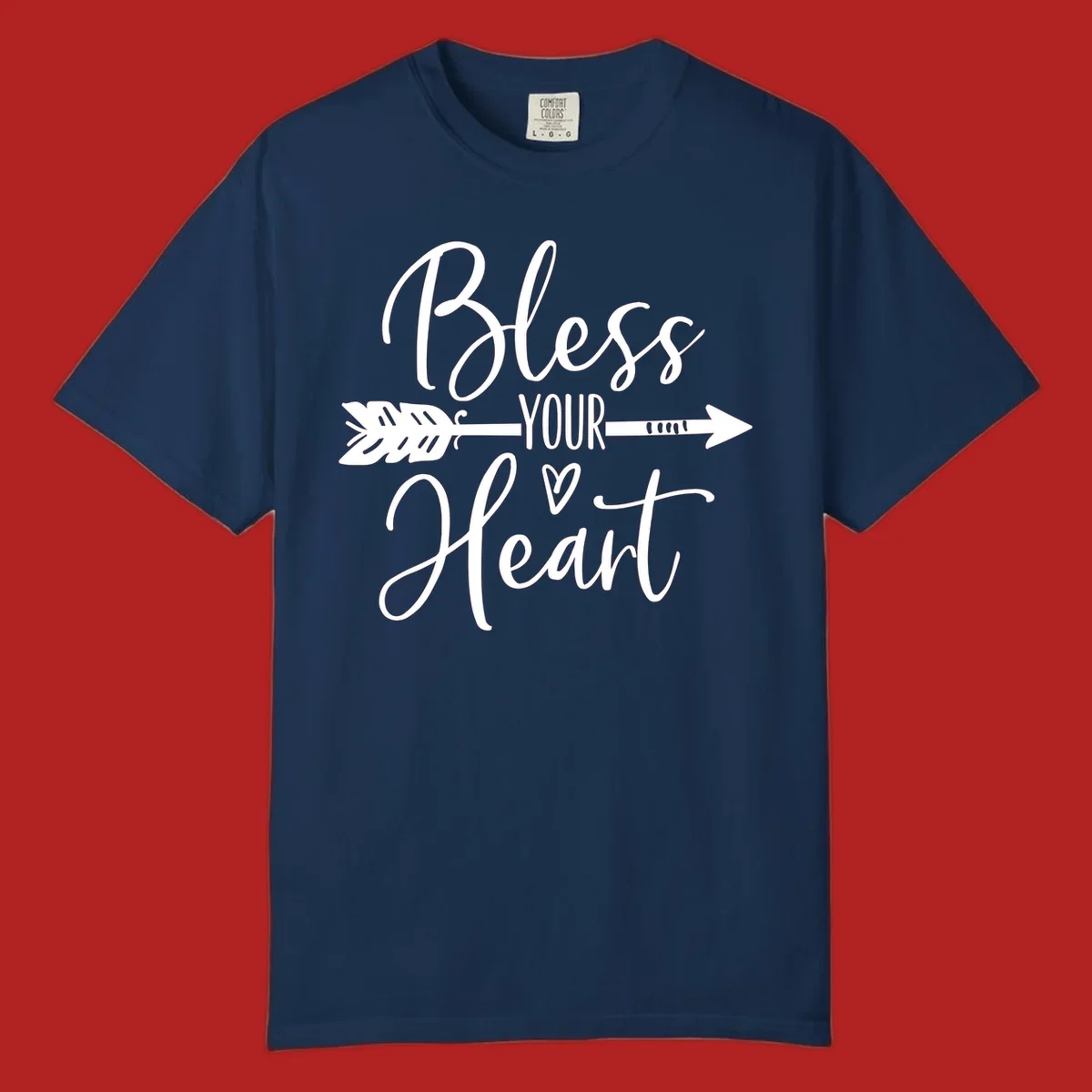 Bless your heart arrow graphic with text, suitable for gift tee.