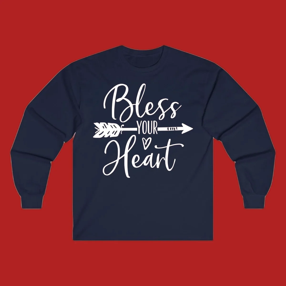 Bless your heart arrow graphic with text, suitable for gift tee.