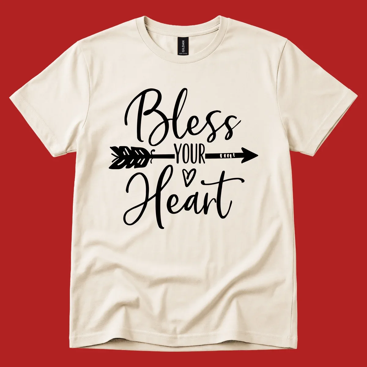 Bless your heart arrow graphic with text, suitable for gift tee.