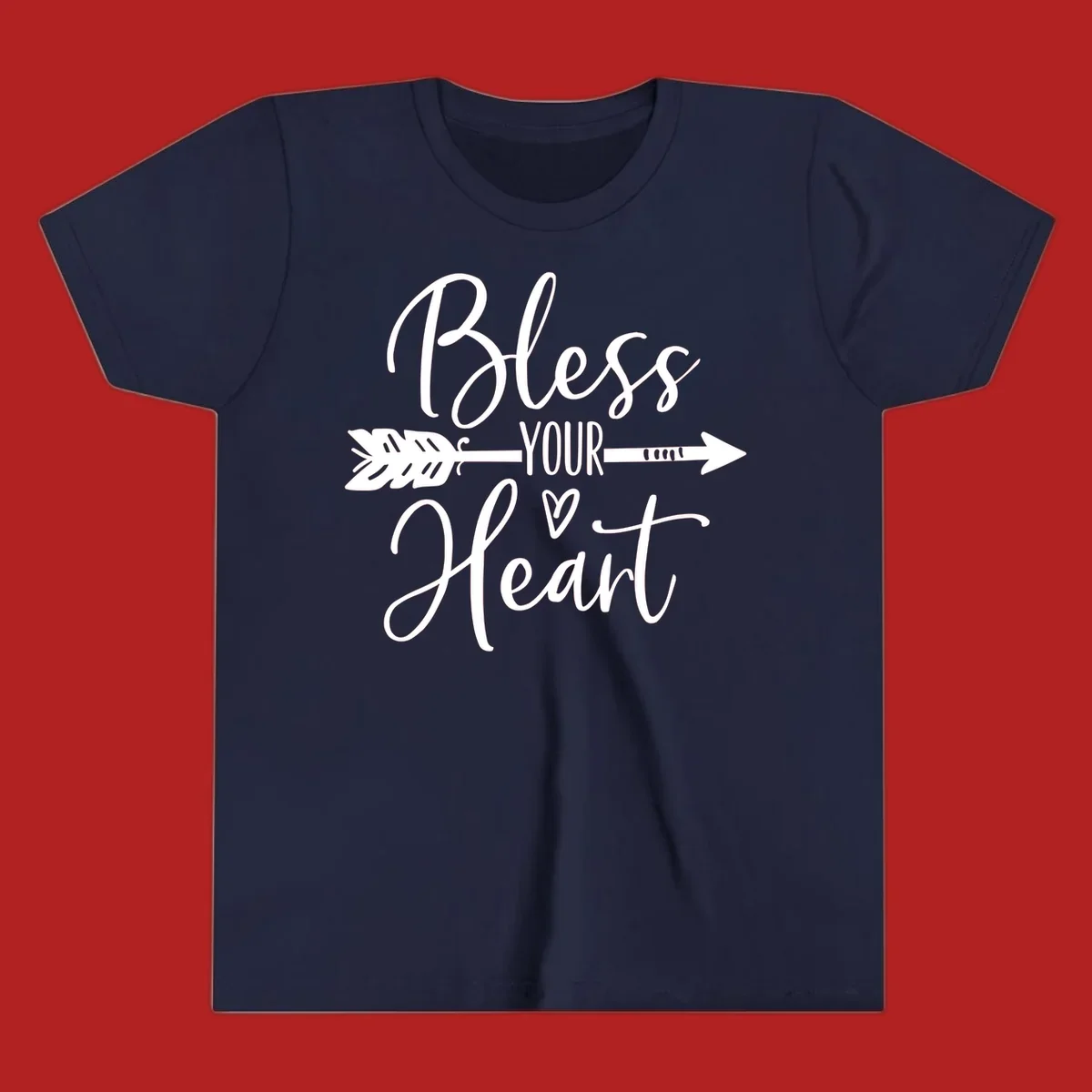 Bless your heart arrow graphic with text, suitable for gift tee.