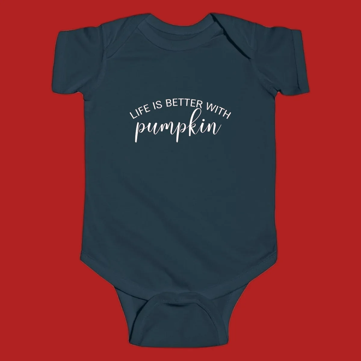 Life is better with pumpkin phrase in white text on black background.