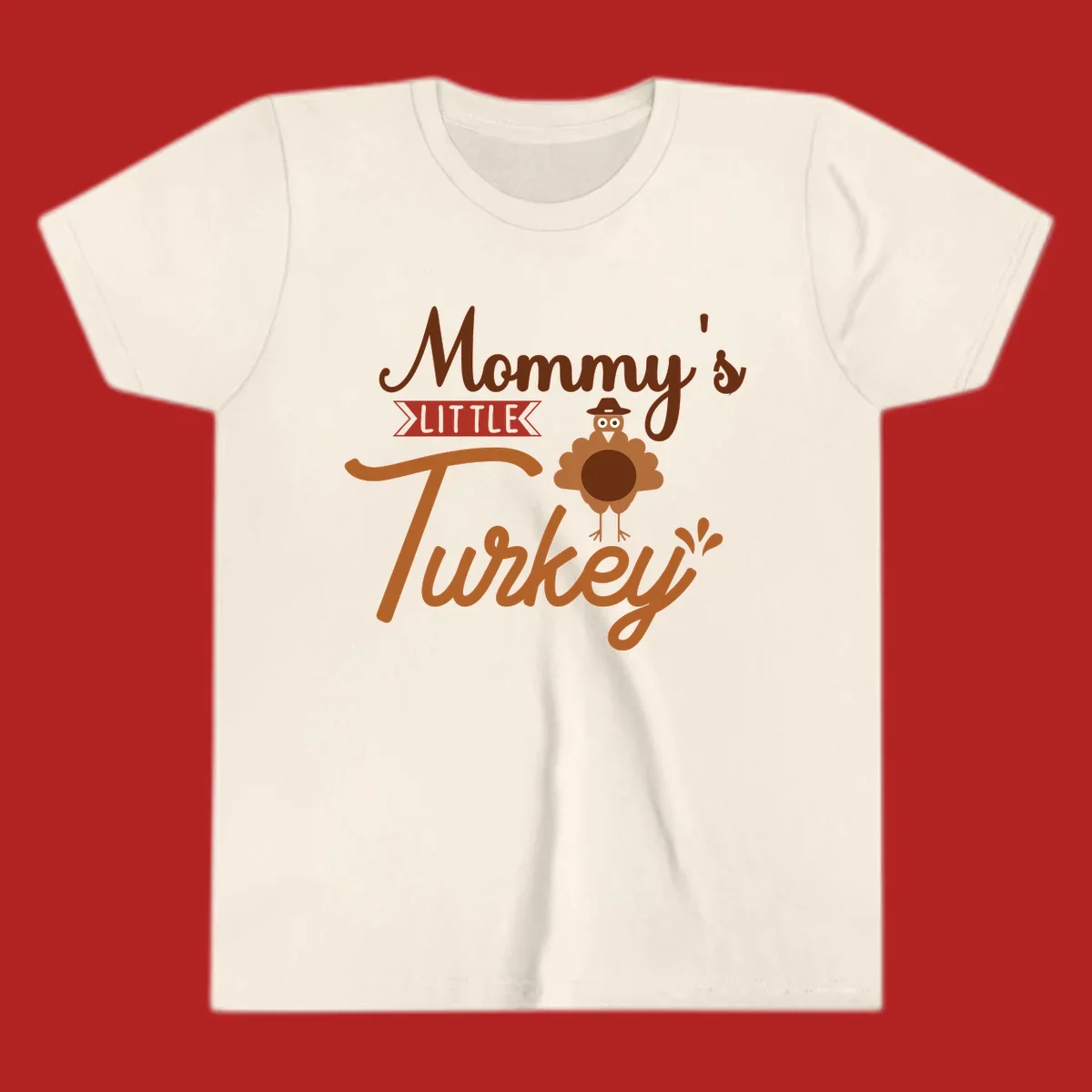 Mommy's Little Turkey Thanksgiving graphic with a cartoon turkey and playful text.