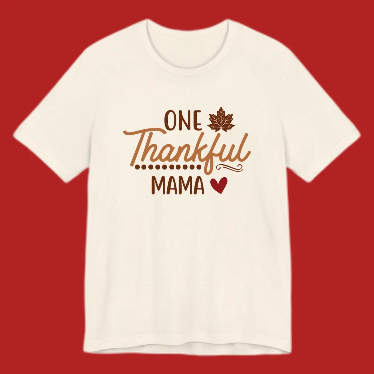 Thankful mama text with leaf and heart graphic, thankful-mama.
