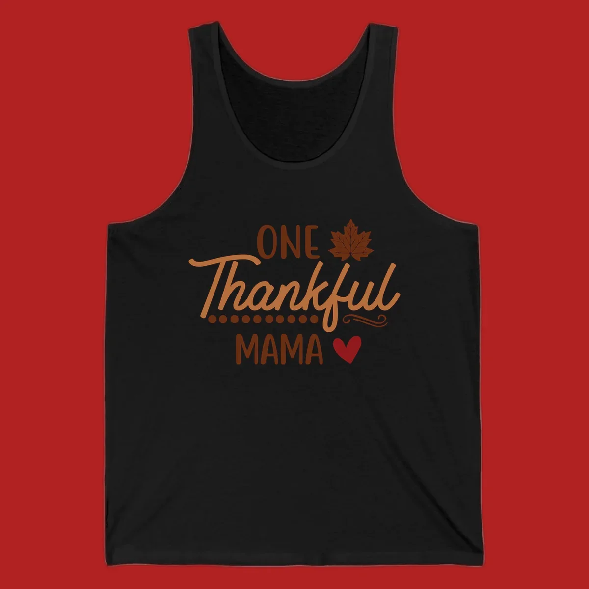 Thankful mama text with leaf and heart graphic, thankful-mama.