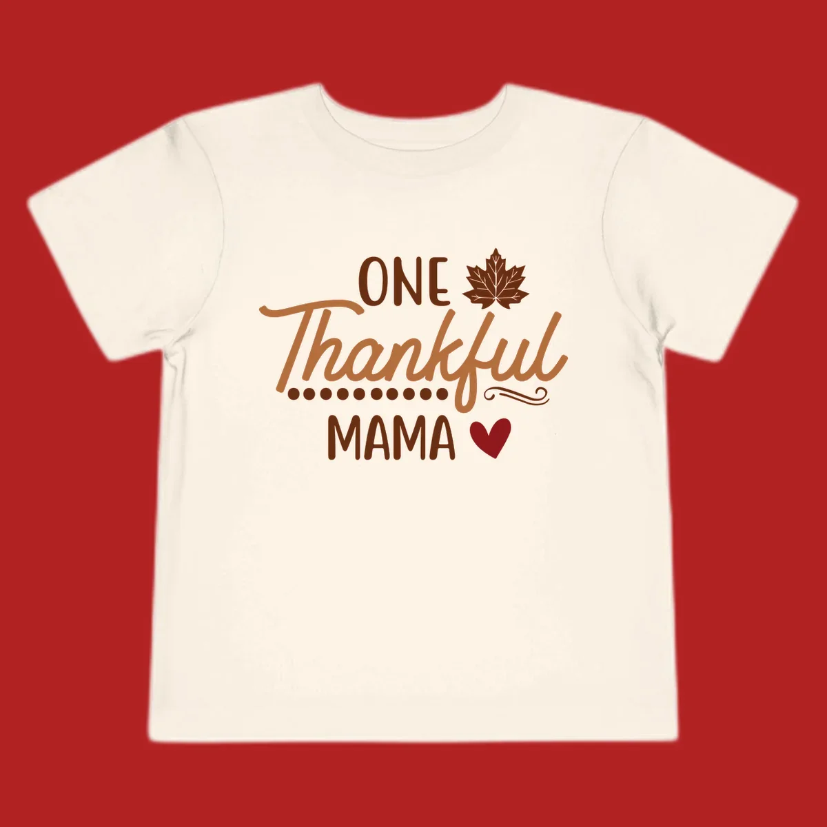 Thankful mama text with leaf and heart graphic, thankful-mama.