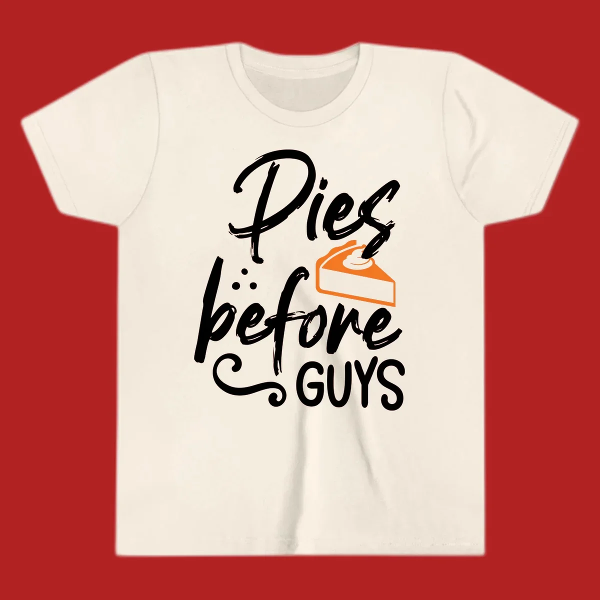 Pies before GUYS typography with a slice of pie illustration.