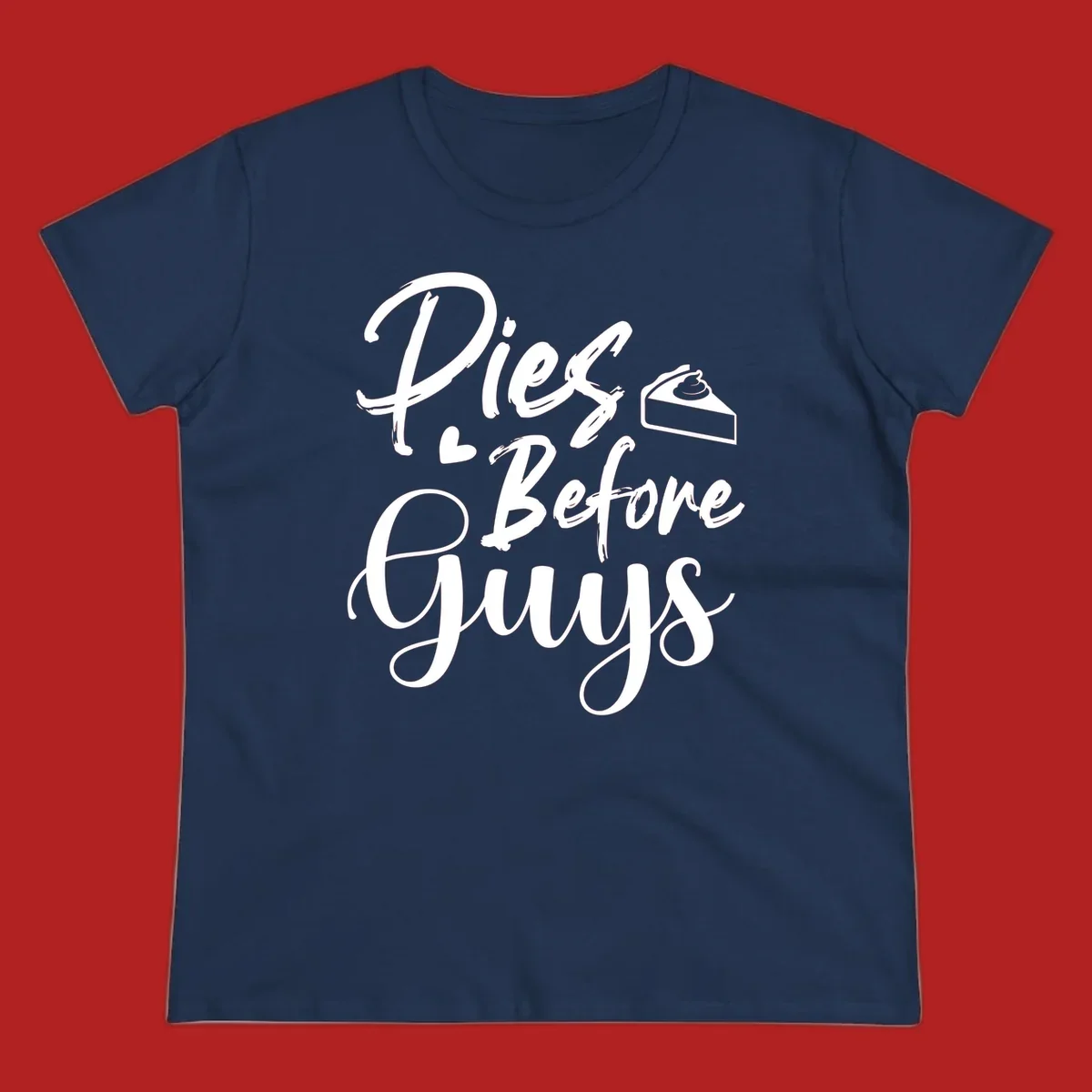 Pies Before Guys typography design with heart and pie slice.