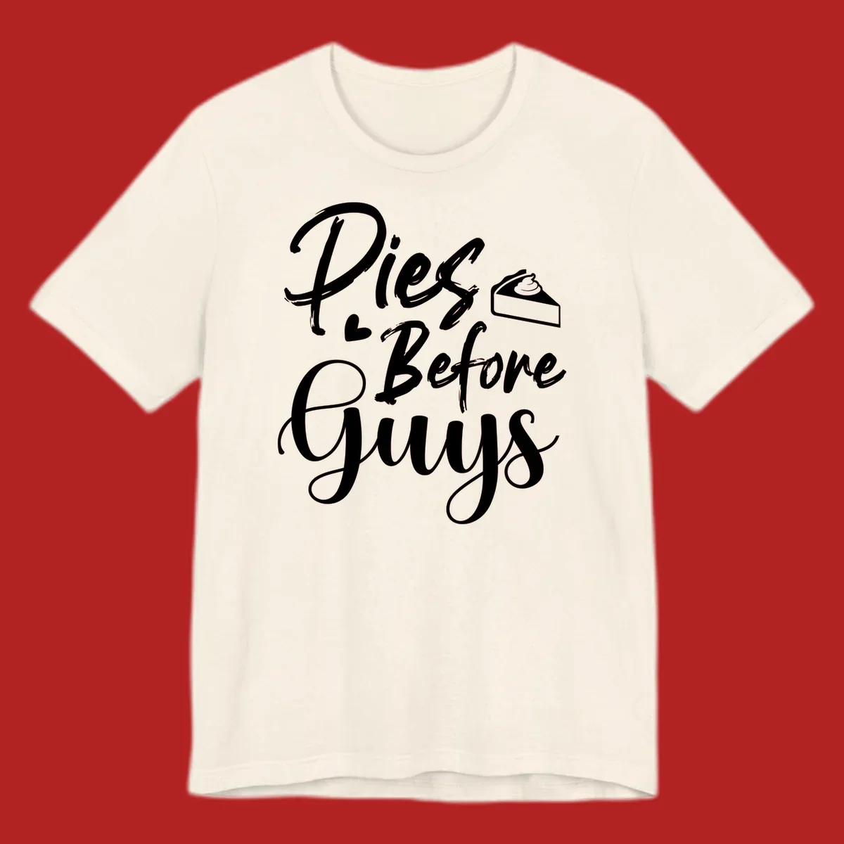 Pies Before Guys typography design with heart and pie slice.