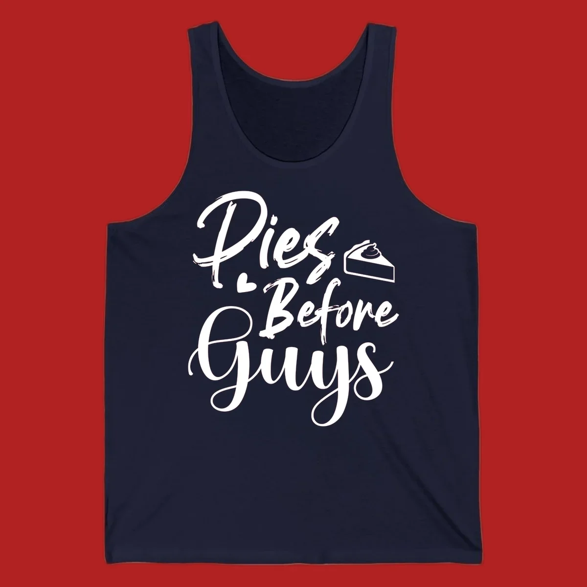 Pies Before Guys typography design with heart and pie slice.