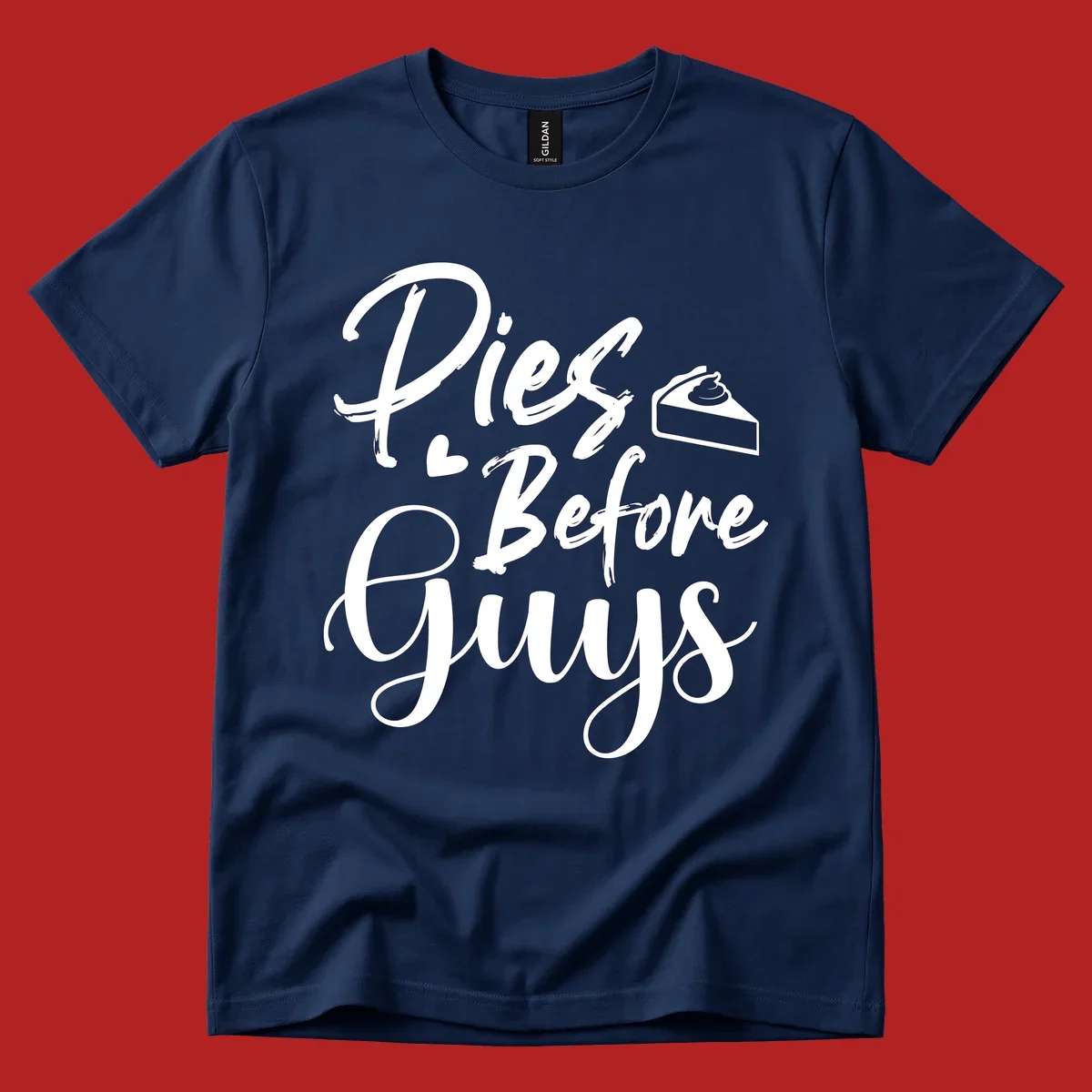 Pies Before Guys typography design with heart and pie slice.