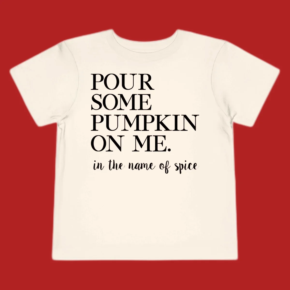 Pumpkin spice phrase in white text on black and white backgrounds.