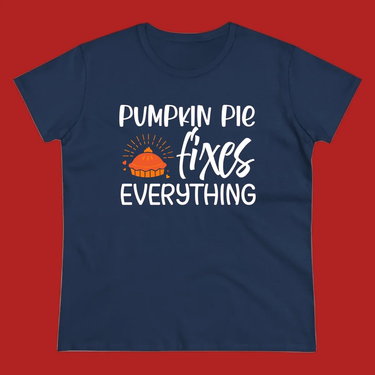 Pumpkin pie fixes everything text and illustration